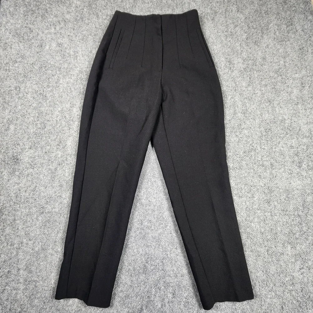 Zara Womens High Waisted Darted Tapered Trousers Black Size S 26 - Picture 1 of 6